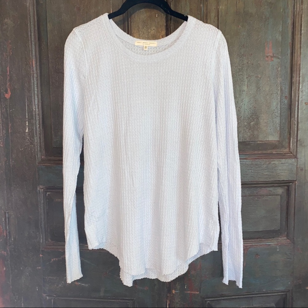 Urban Outfitters Baby blue waffle top raw hem